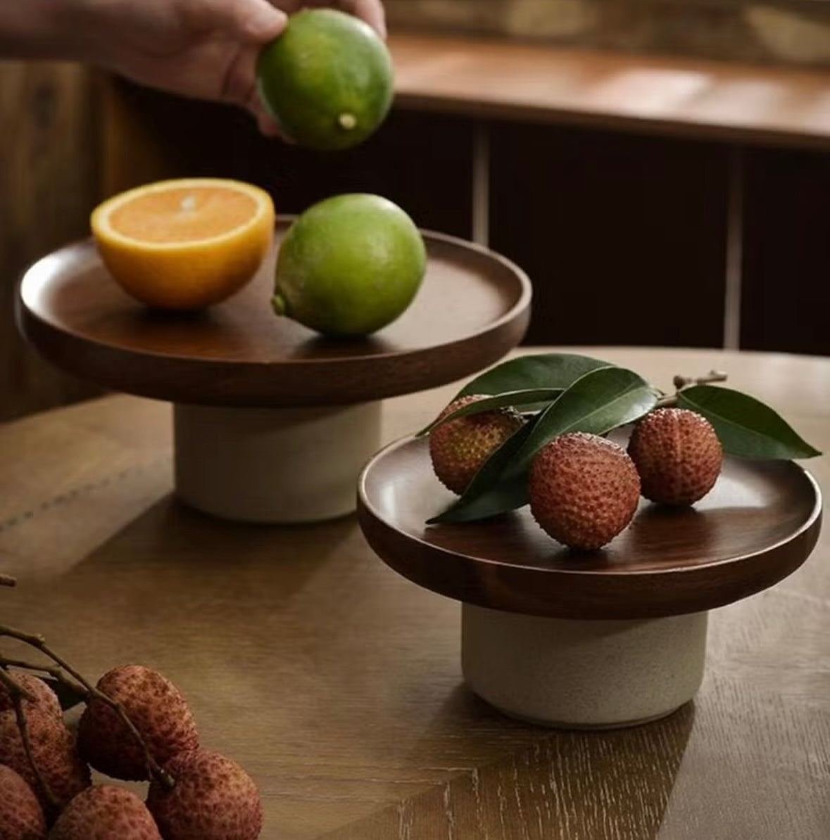 Arborea – Acacia Wood Tray with Ceramic Base