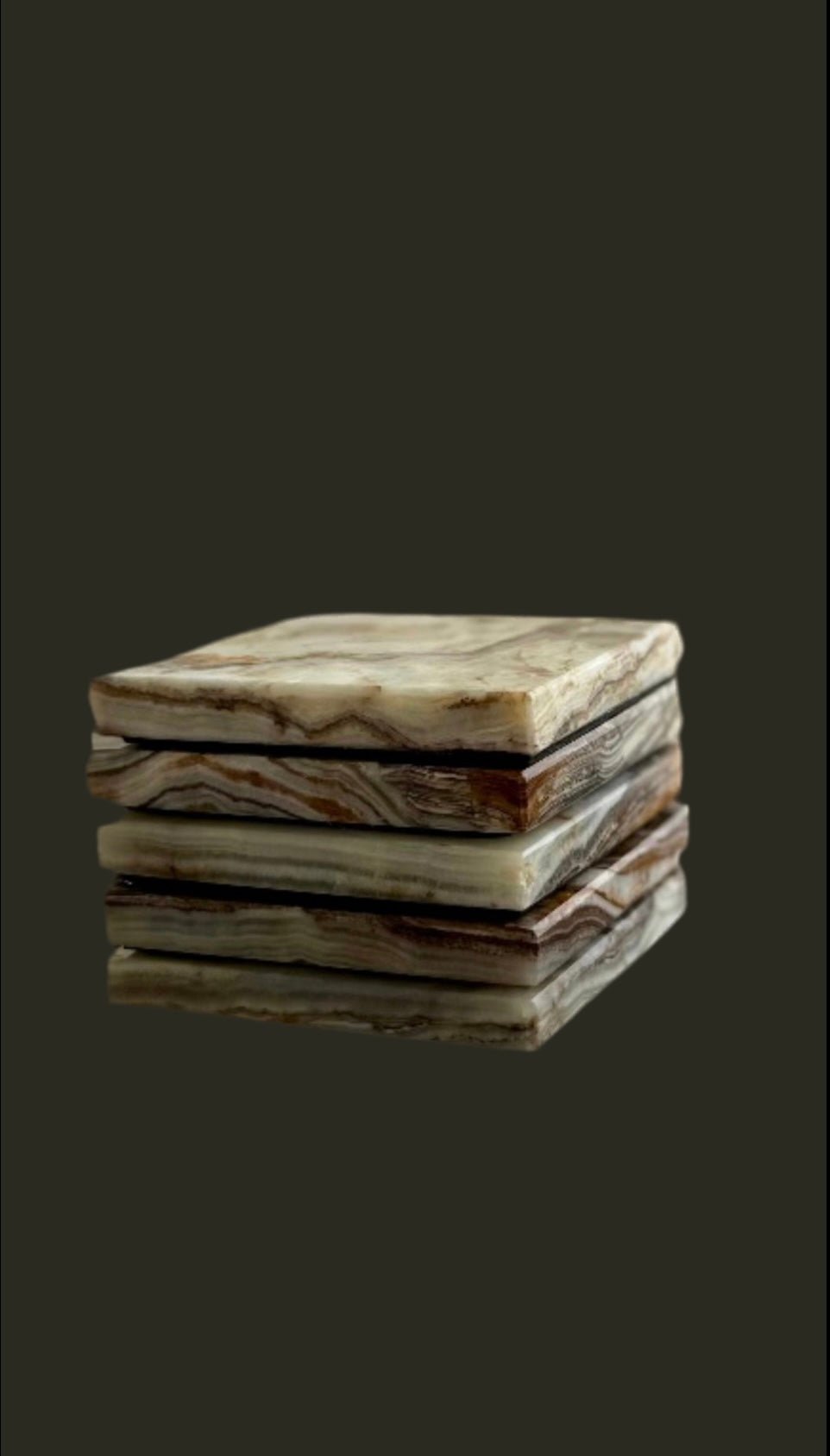 Lamina – Green/Brown Onyx Coaster Set
