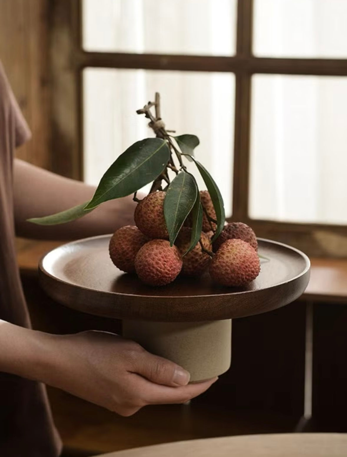 Arborea – Acacia Wood Tray with Ceramic Base